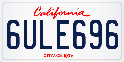 CA license plate 6ULE696