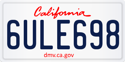 CA license plate 6ULE698