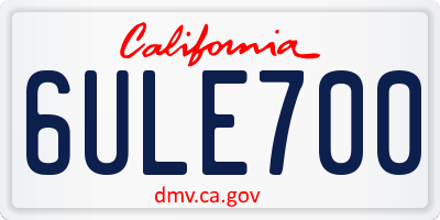 CA license plate 6ULE700