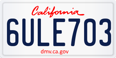 CA license plate 6ULE703