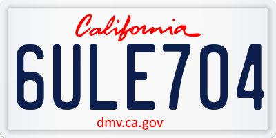 CA license plate 6ULE704