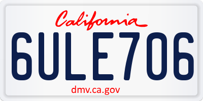 CA license plate 6ULE706