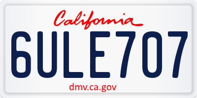 CA license plate 6ULE707