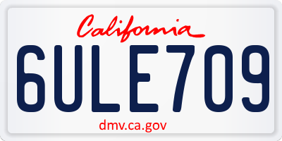 CA license plate 6ULE709