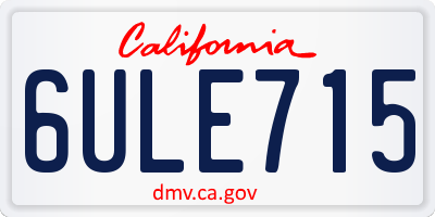 CA license plate 6ULE715