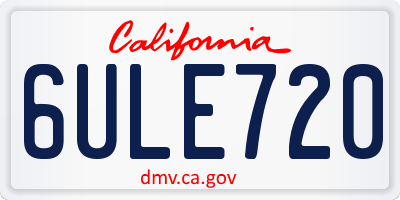 CA license plate 6ULE720