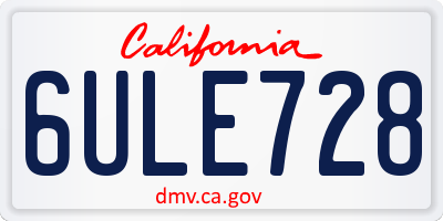 CA license plate 6ULE728