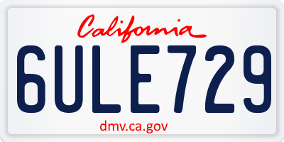 CA license plate 6ULE729