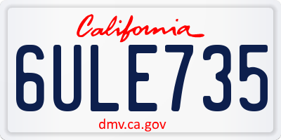 CA license plate 6ULE735