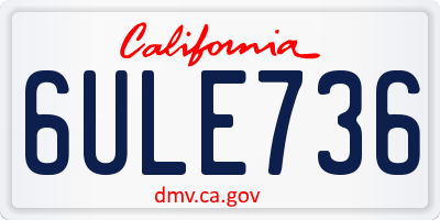 CA license plate 6ULE736