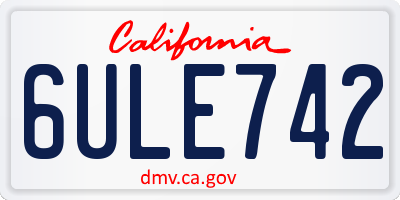CA license plate 6ULE742