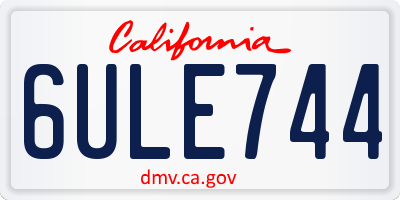 CA license plate 6ULE744