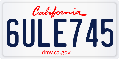 CA license plate 6ULE745