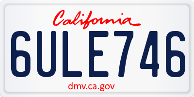 CA license plate 6ULE746