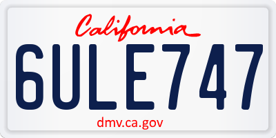CA license plate 6ULE747