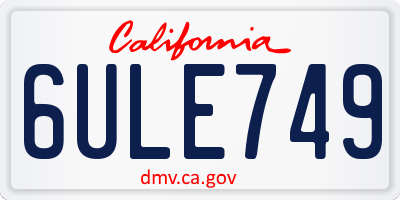 CA license plate 6ULE749