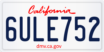 CA license plate 6ULE752