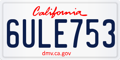 CA license plate 6ULE753