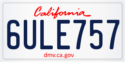 CA license plate 6ULE757