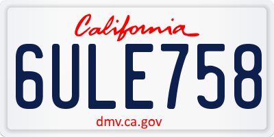 CA license plate 6ULE758