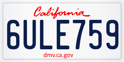 CA license plate 6ULE759