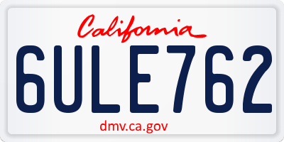 CA license plate 6ULE762