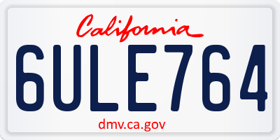 CA license plate 6ULE764