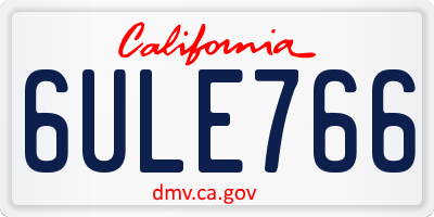 CA license plate 6ULE766