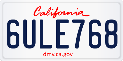 CA license plate 6ULE768