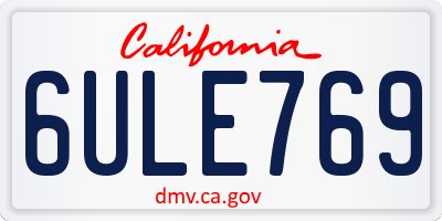 CA license plate 6ULE769