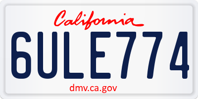 CA license plate 6ULE774
