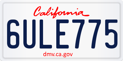 CA license plate 6ULE775