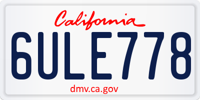 CA license plate 6ULE778