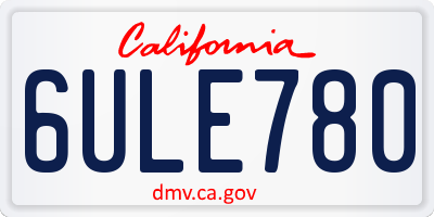 CA license plate 6ULE780