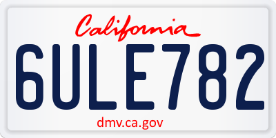 CA license plate 6ULE782