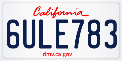 CA license plate 6ULE783