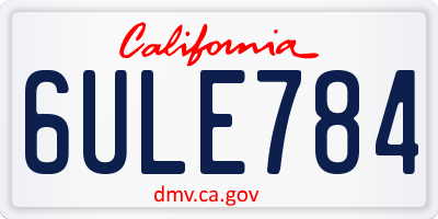 CA license plate 6ULE784