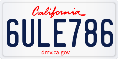 CA license plate 6ULE786
