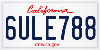 CA license plate 6ULE788