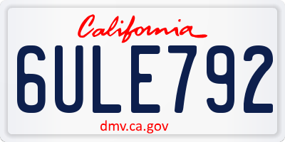 CA license plate 6ULE792