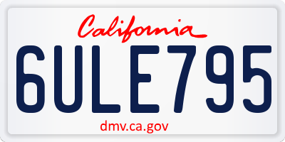 CA license plate 6ULE795