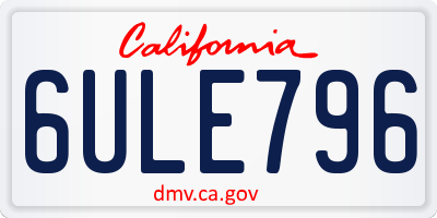 CA license plate 6ULE796