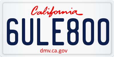 CA license plate 6ULE800