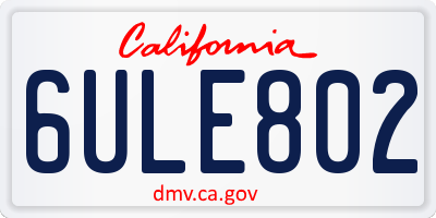 CA license plate 6ULE802