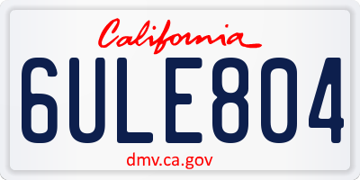 CA license plate 6ULE804