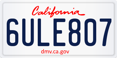 CA license plate 6ULE807