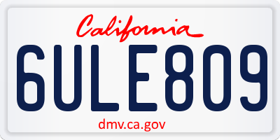 CA license plate 6ULE809