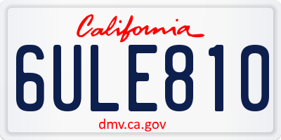 CA license plate 6ULE810