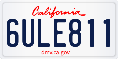 CA license plate 6ULE811