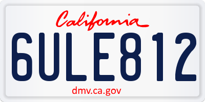 CA license plate 6ULE812